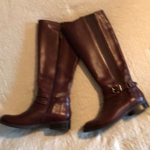 Brown tall leather riding boots